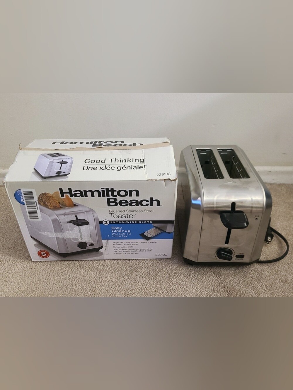 BNIB - Hamilton Beach - Stainless Steel 2-Slice Toaster (22910C)